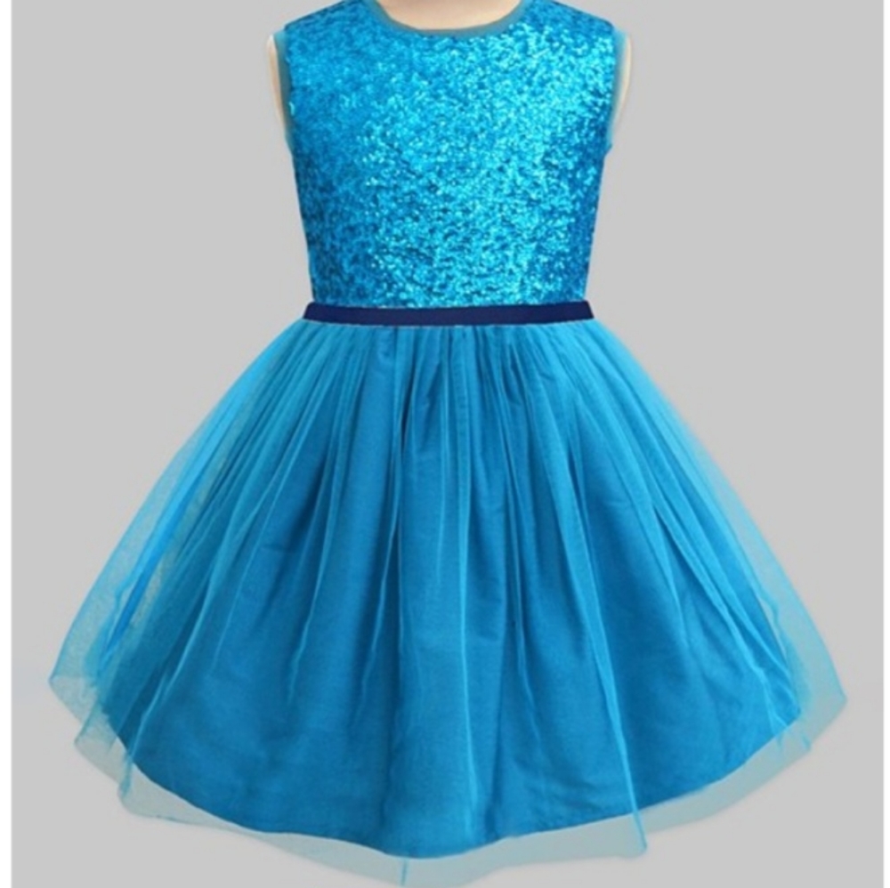 Turquoise & Navy Glitter Tutu Dress
